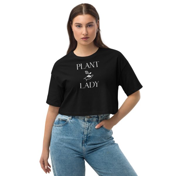 Loose drop shoulder crop top | Plant Lady - With growing plant in palm