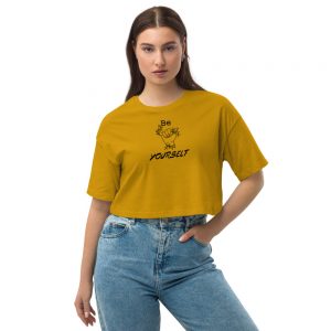 Be Yourself - With Shaka Sign and decorative vines - Loose drop shoulder crop top