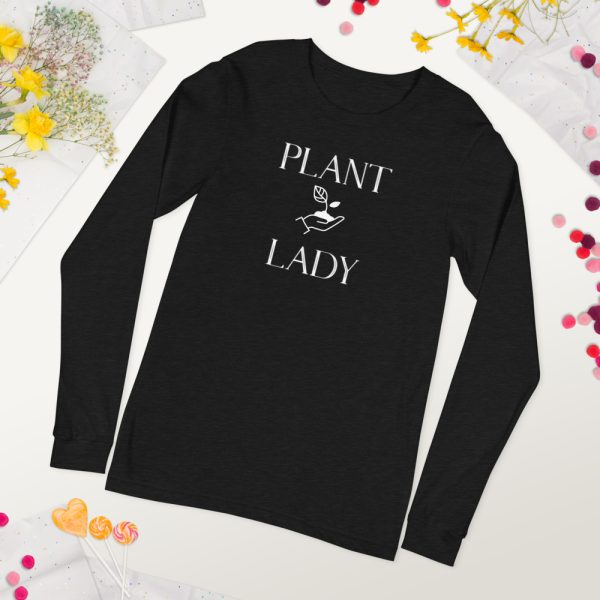Unisex Long Sleeve Tee | Plant Lady - with growing plant in palm