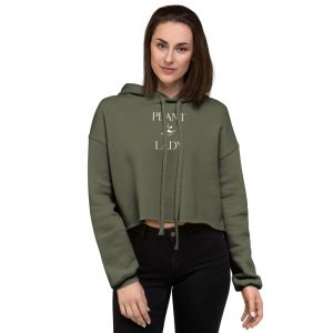Plant Lady - with growing plant in palm - Crop Hoodie